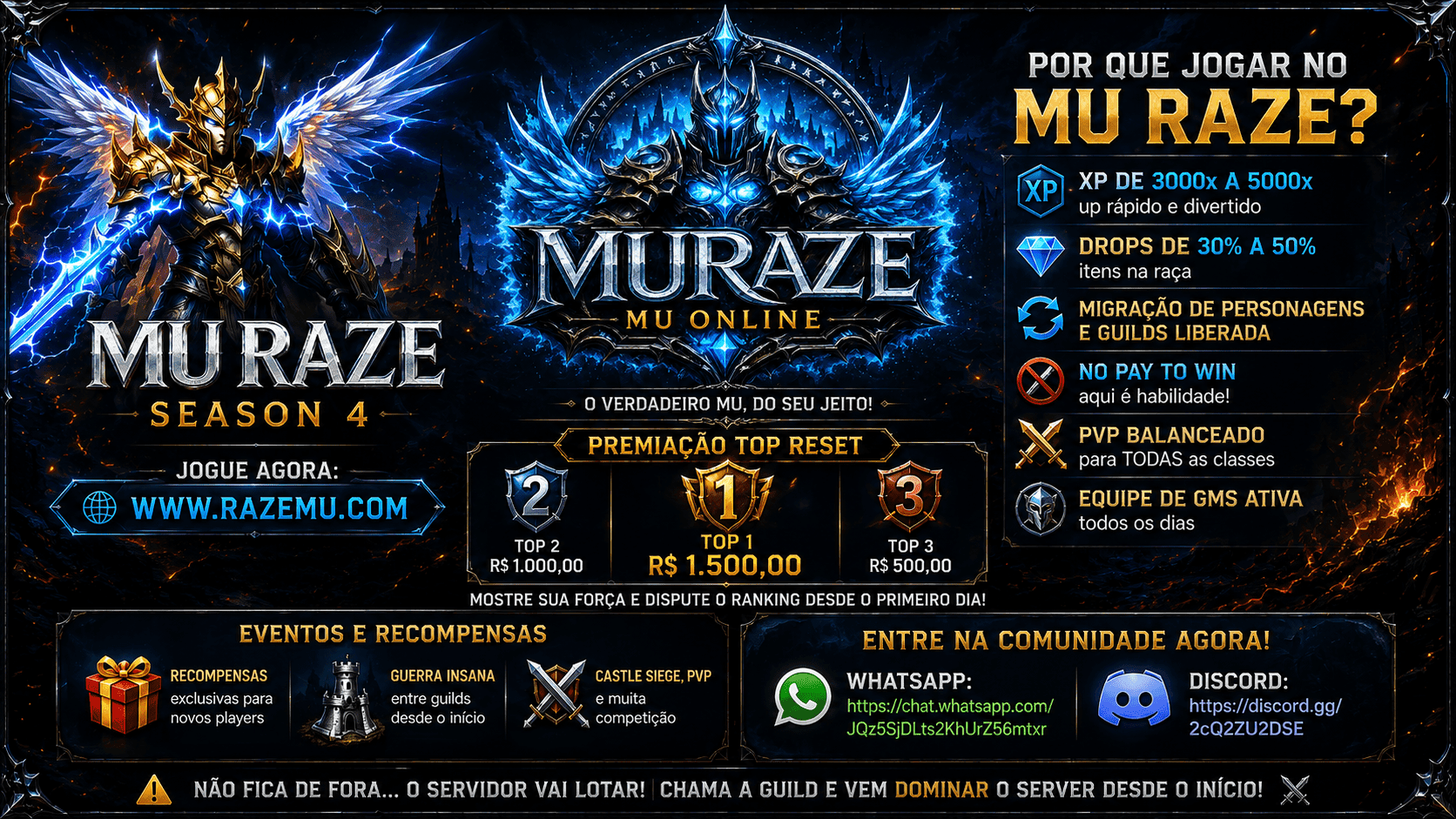 Banner do servidor 🔥 MU RAZE – SEASON 4 🔥