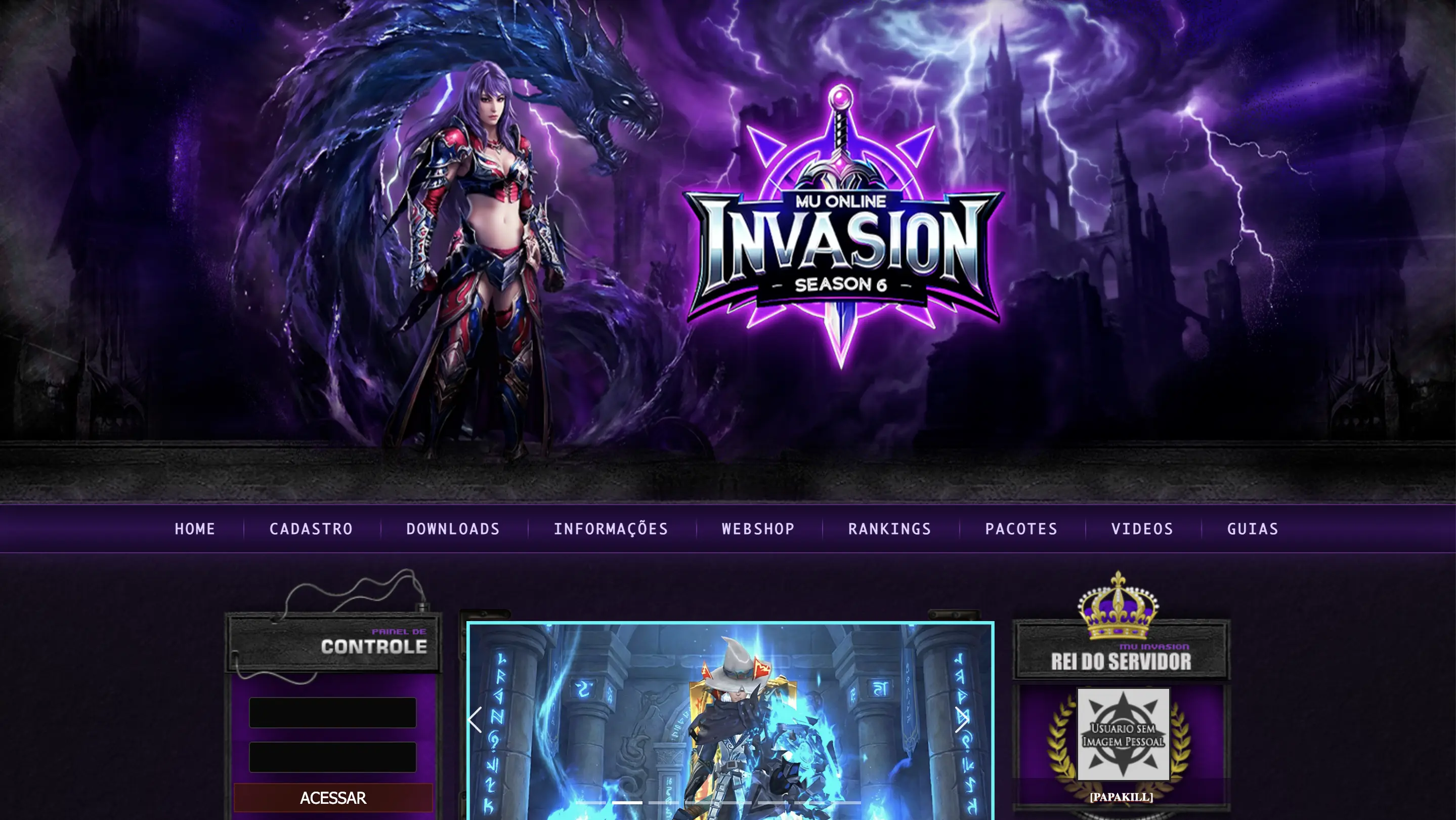 Banner do servidor MU Invasion